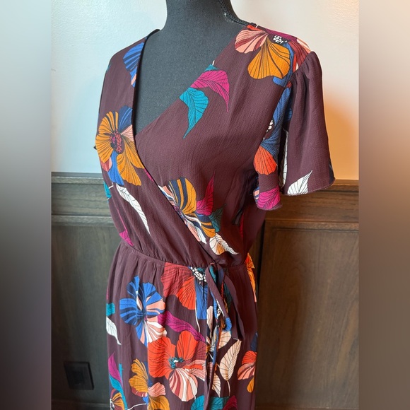 Maurices Floral Maxi V neck Boho Dress Multicolor XS - Picture 5 of 8